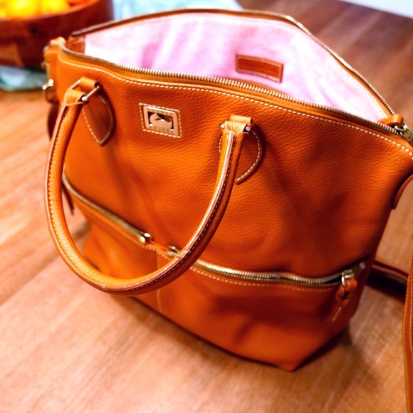Dooney & Bourke Dillen Double Pocket Satchel, Caramel - Picture 3 of 11